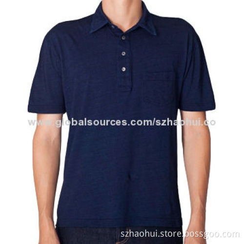 Men's 100% Cotton Blank Polo Shirt with Pocket, Printed or Embroidered Logos as Request Available
